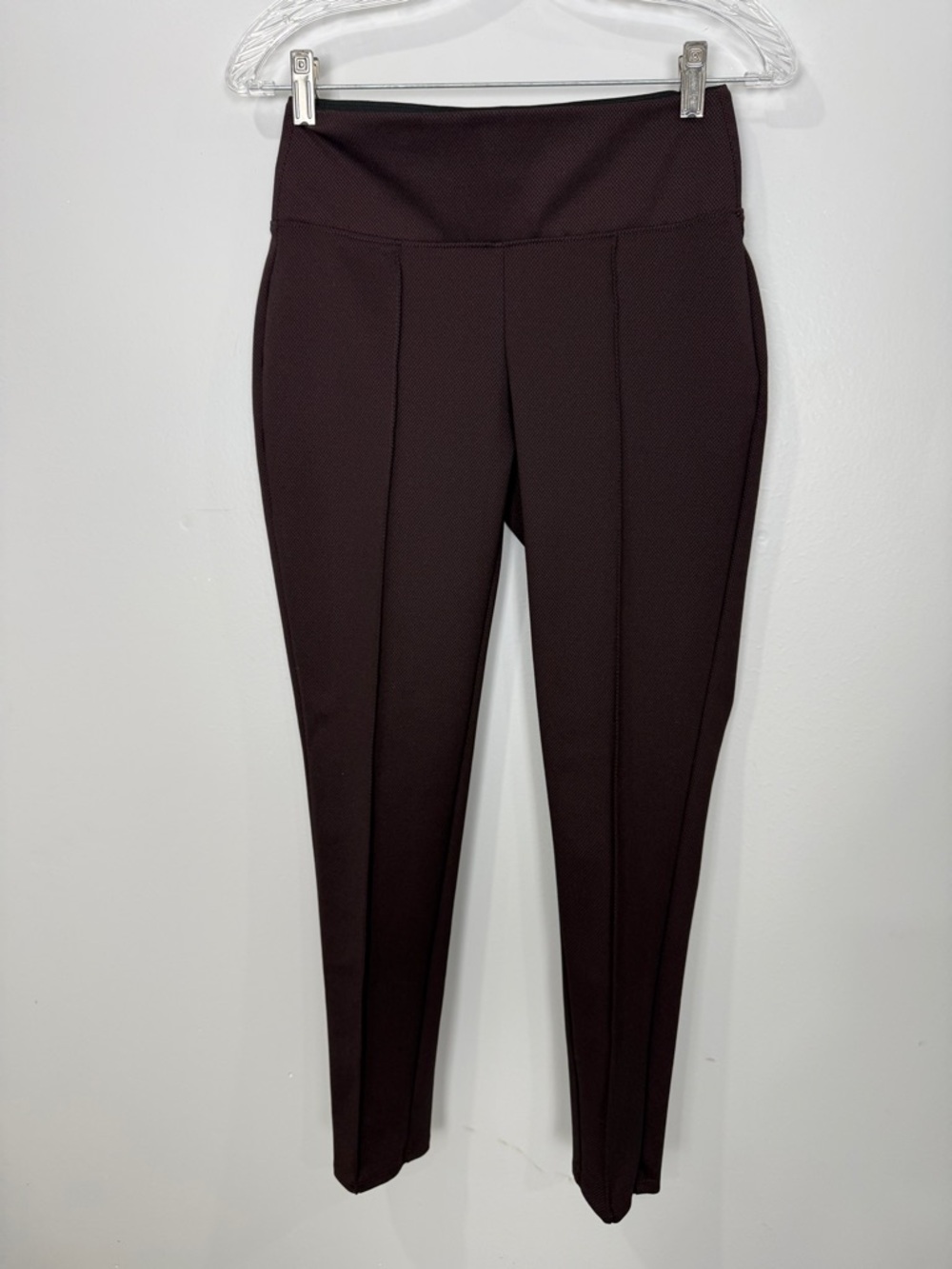 High-Waist Ponte Knit Ankle Pants - Dark Brown